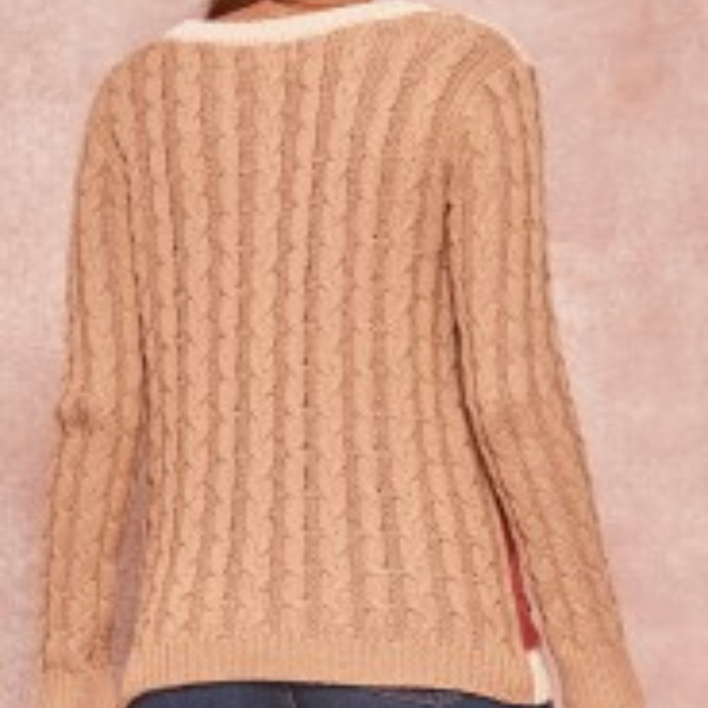 Color Block Cable Knit Sweater - Picture 4 of 4